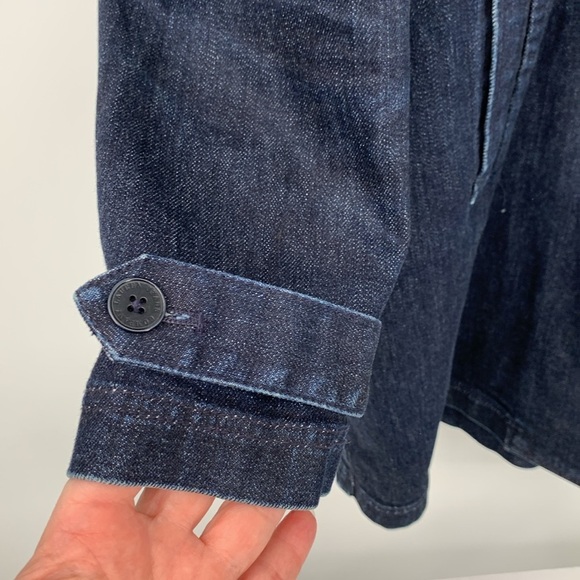 Ralph Lauren Jeans Denim barn duster jacket coat dark blue wash women Large - Picture 2 of 5